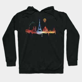 Watercolor Skyline of Paris Hoodie